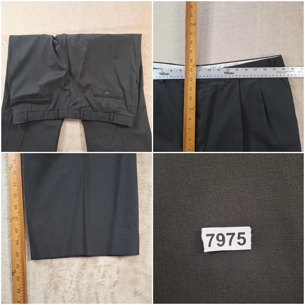 Lauren Ralph Lauren 2 Piece Suit Mens 46L Charcoal Pleated Pants Made Canada